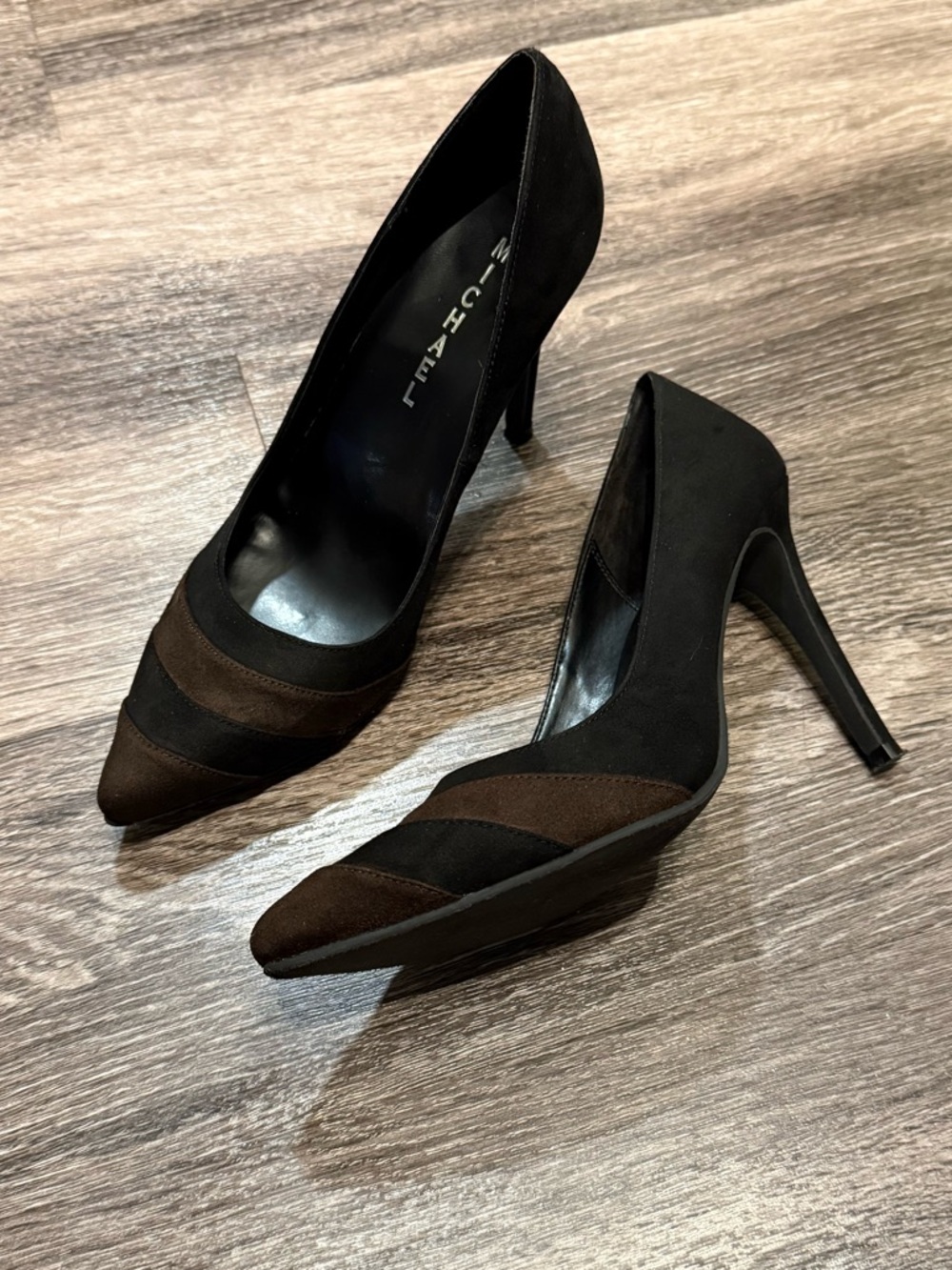 MICHAEL Michael Kors Black and Brown Pointed Toe Stiletto Pumps